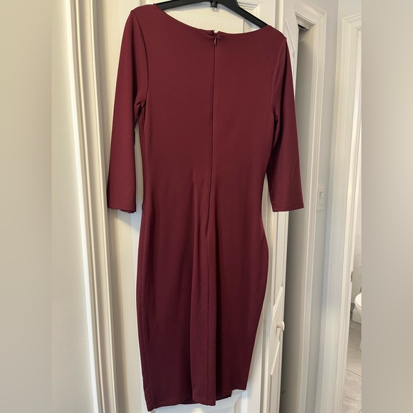 Burgandy stretch dress, with gathering along front. - Picture 3 of 3